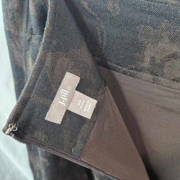 J Jill Skirt Womens 4 Petite Black Brown Wool Blend A Line Pleated Midi Length - Picture 7 of 9